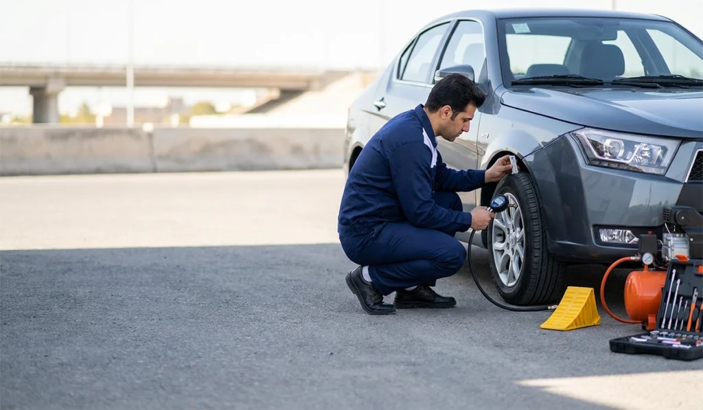 تنظیم باد و بررسی آج لاستیک‌ها پیشگیری از ترکیدگی در سرعت بالا